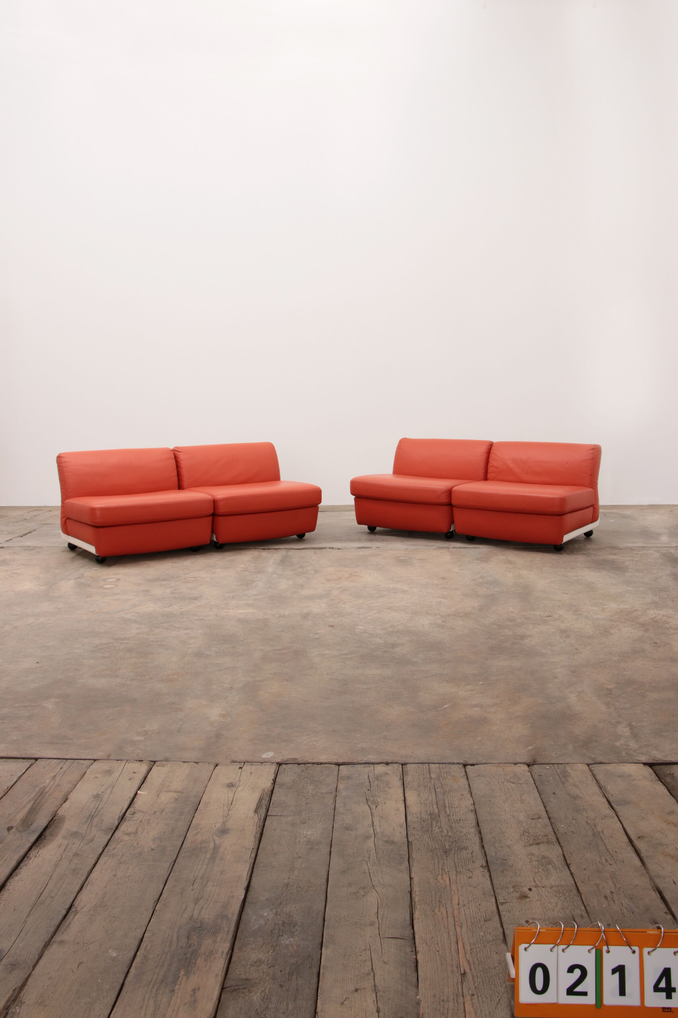 Mario Bellini Amanta modular sofa in orange leather for C&B Italy, 1960s
