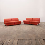 Mario Bellini Amanta modular sofa in orange leather for C&B Italy, 1960s
