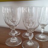 Set of 5 old screen-printed glasses