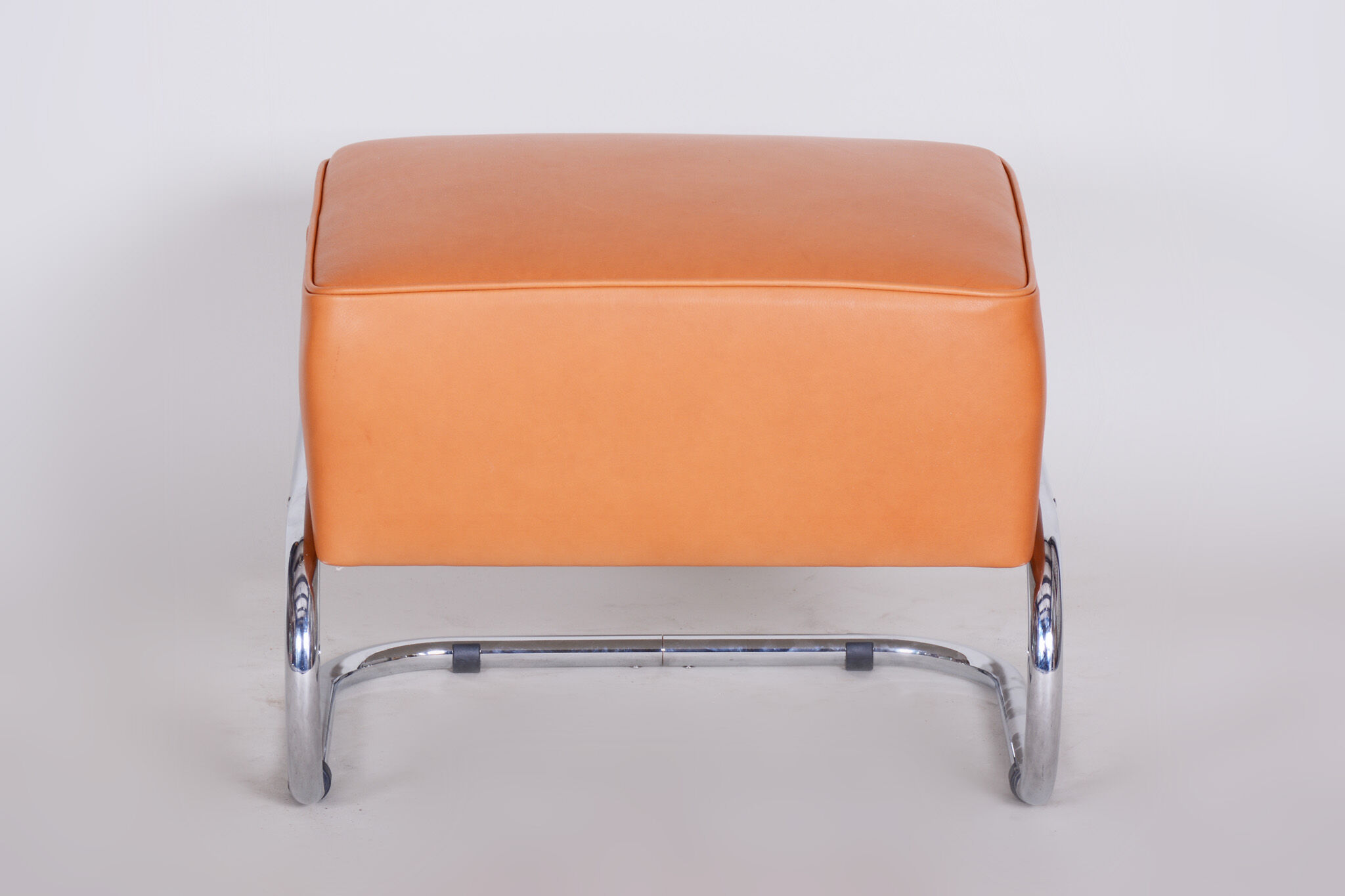Orange Slezak foot stool made in 1930s Czechia