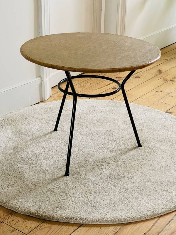 Table basse tripode revêtement paillé