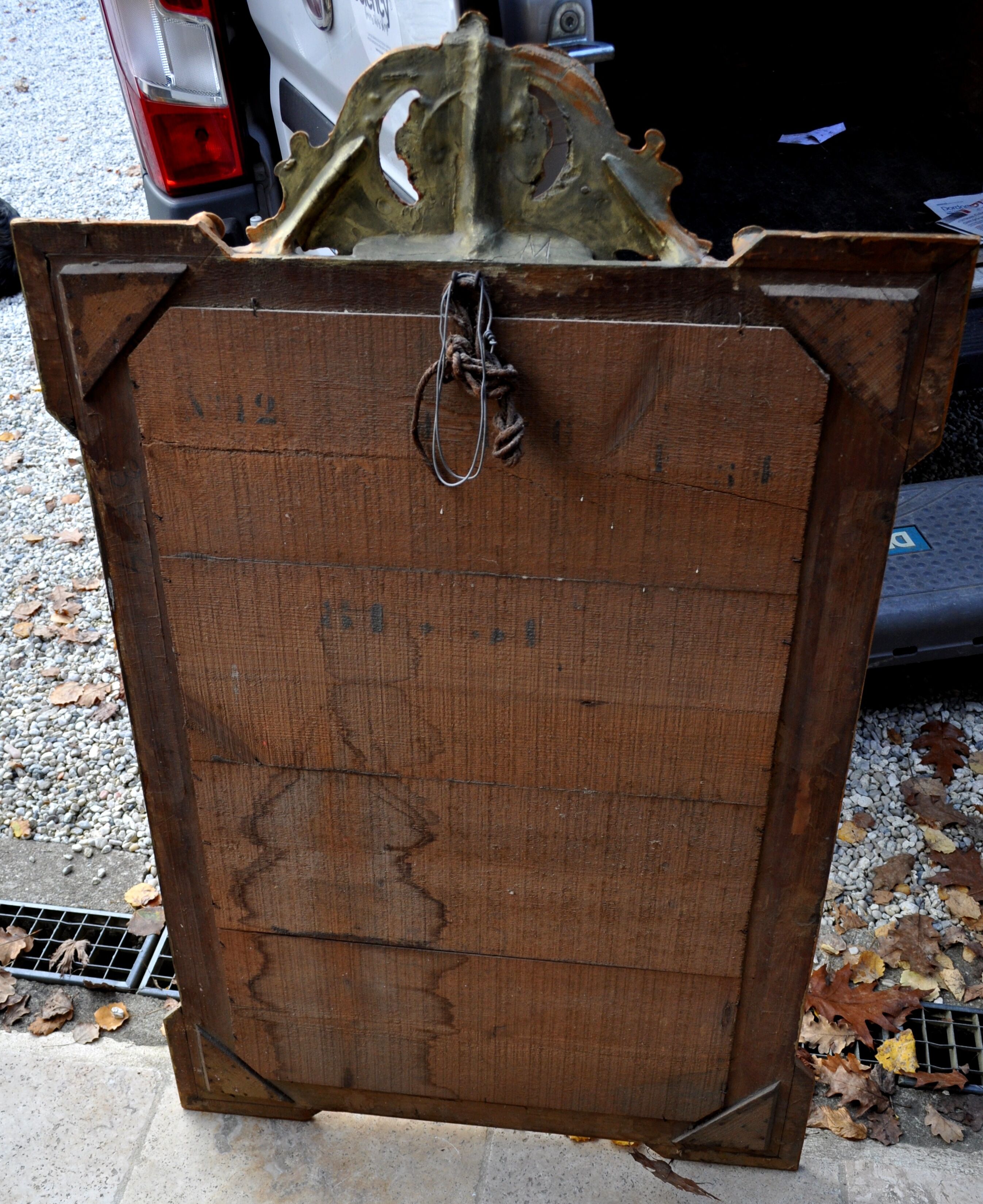 Large mirror old dore stucco on wood 74x120cm