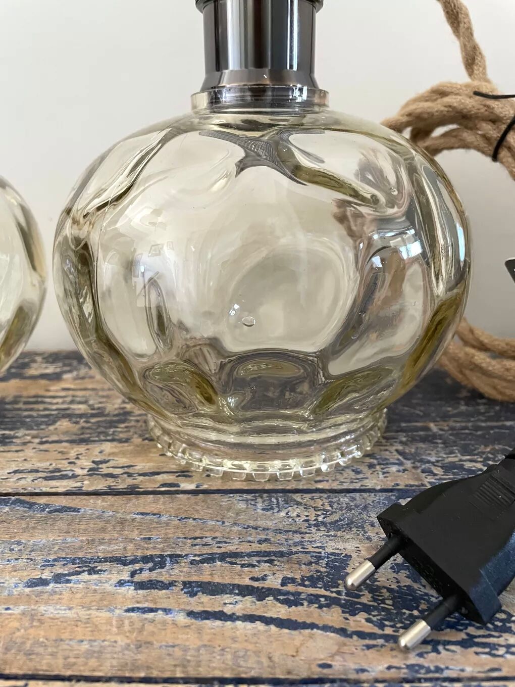 Set of two vintage electric chiseled glass handhelds