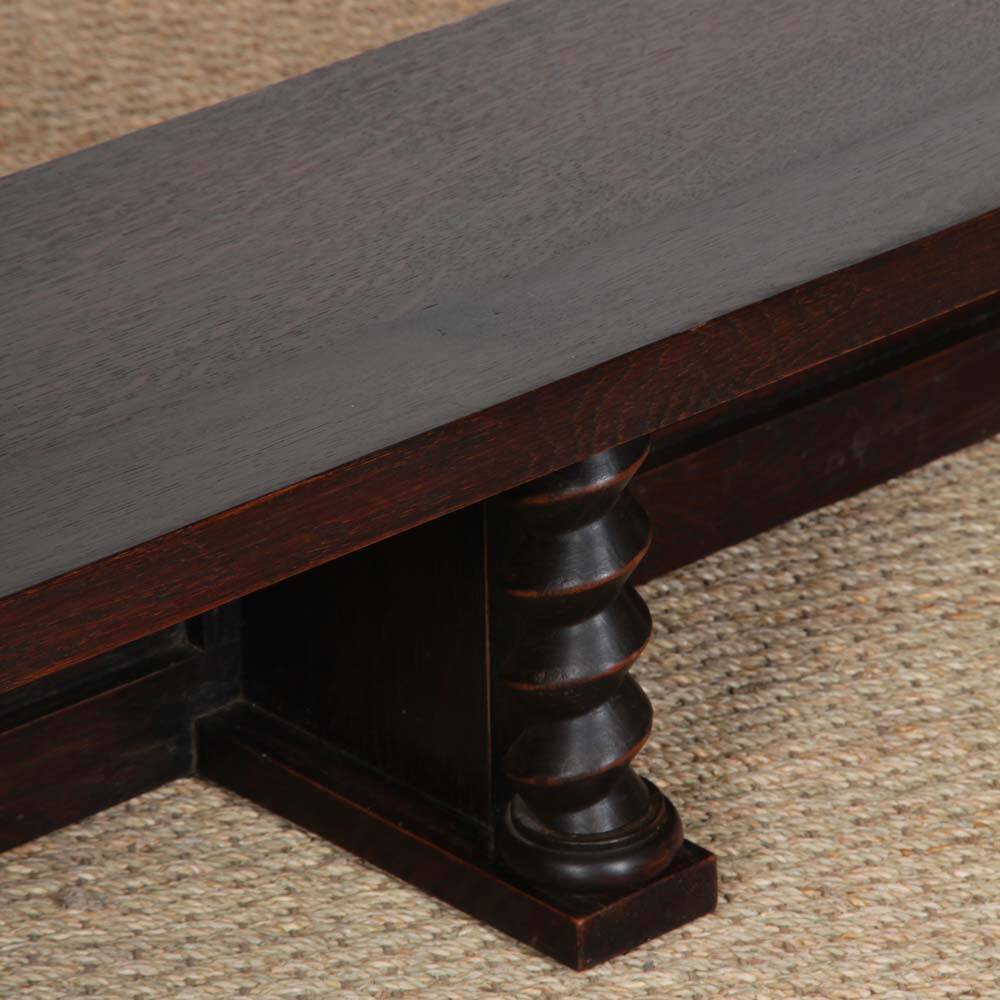 Low oak bench, Breton work from the 1940s.