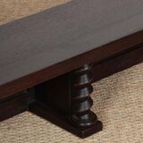 Low oak bench, Breton work from the 1940s.