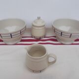 Set of 2 Basque bowls with sugar bowl and milk jug