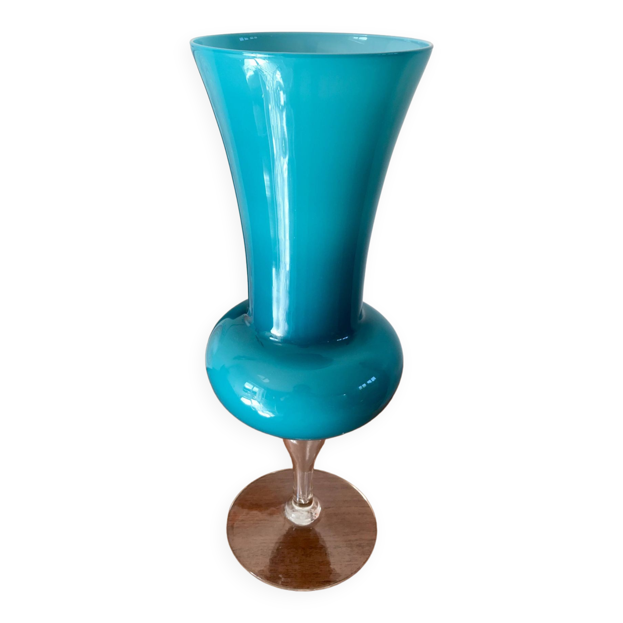 Large giant blue opaline vase 50s-70s