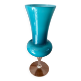 Grand vase en opaline bleu géant années 50-70