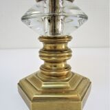 Lampe bronze doré cristal et opaline style néo classique vintage