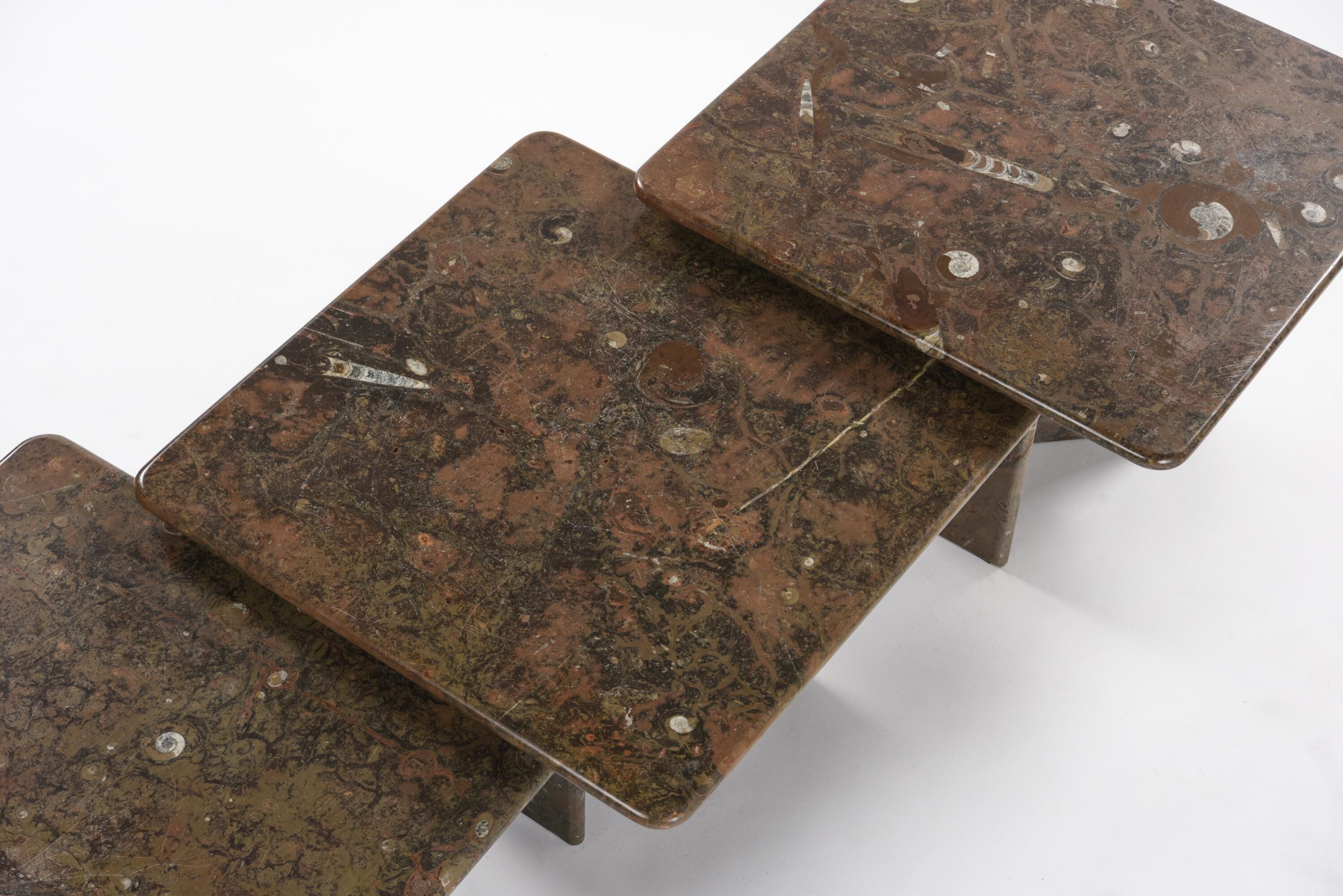 Fossilized stone nesting tables