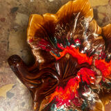 Vintage leaf-shaped earthenware centerpiece/trinket tray