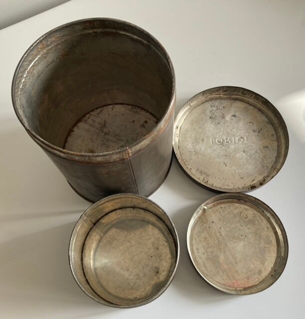 Set of 2 old weathered metal boxes