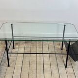 Metal and glass coffee table gérard guermomprez 1956