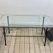 Metal and glass coffee table gérard guermomprez 1956