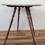 Side table, with flaps, in walnut, waxed finish and golden monogram, late 19th century