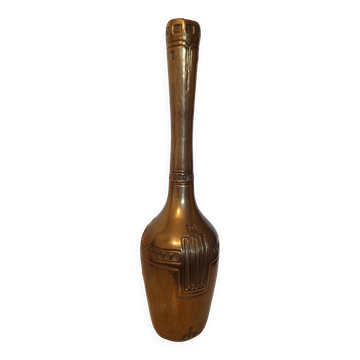 Large brass vase – sculptural piece – geometric decor – 64.5 cm