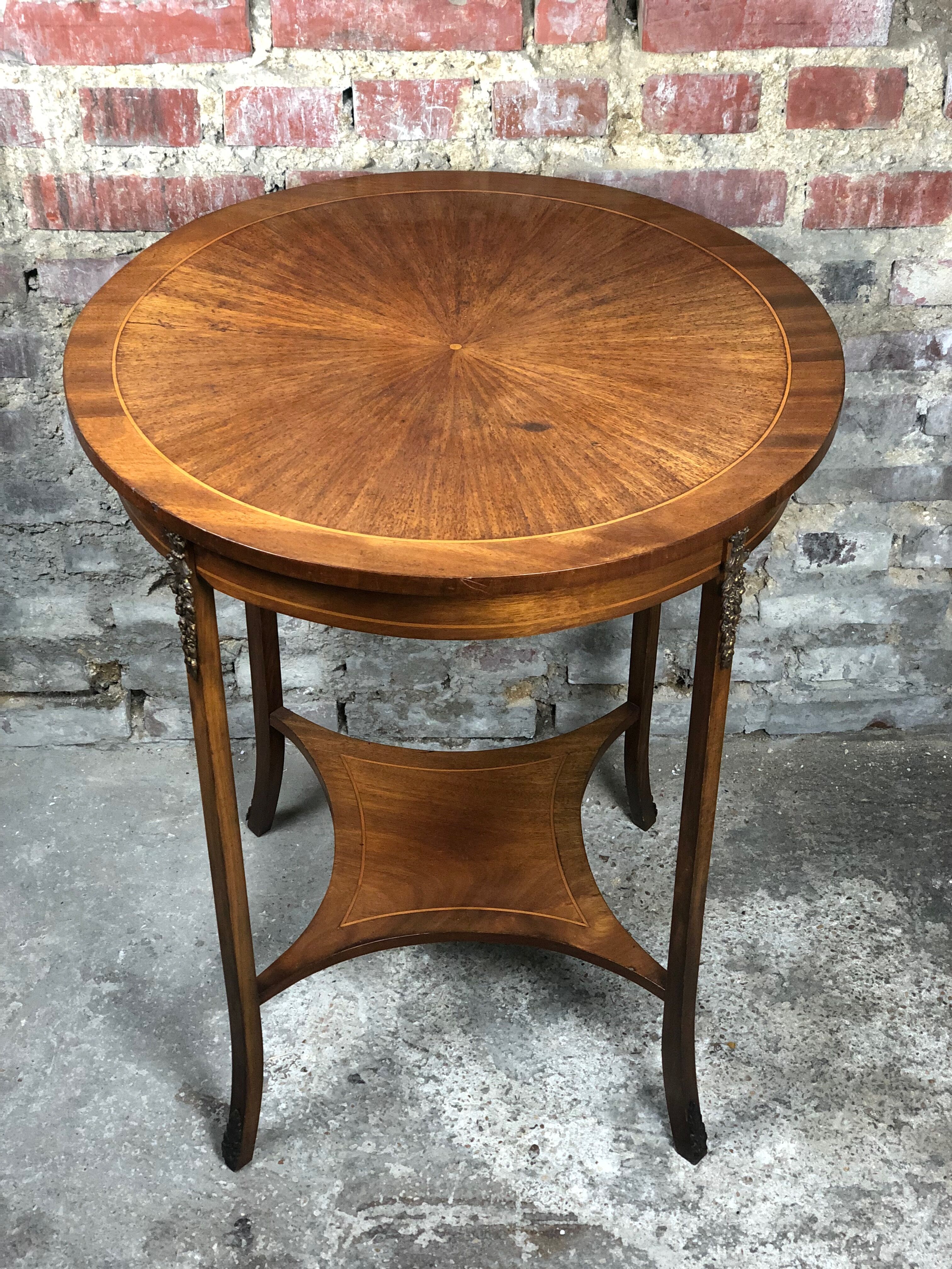 Louis XVI style side table in rosewood veneer decorated bronze