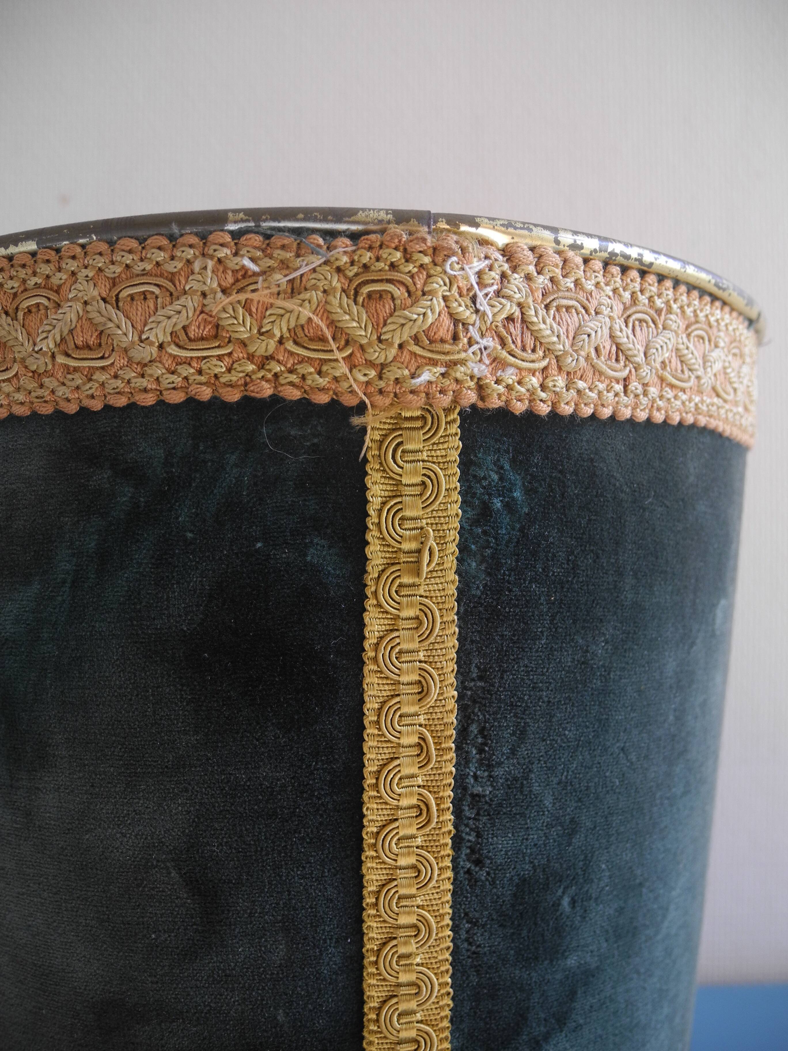vintage velvet waste paper basket Massilly
