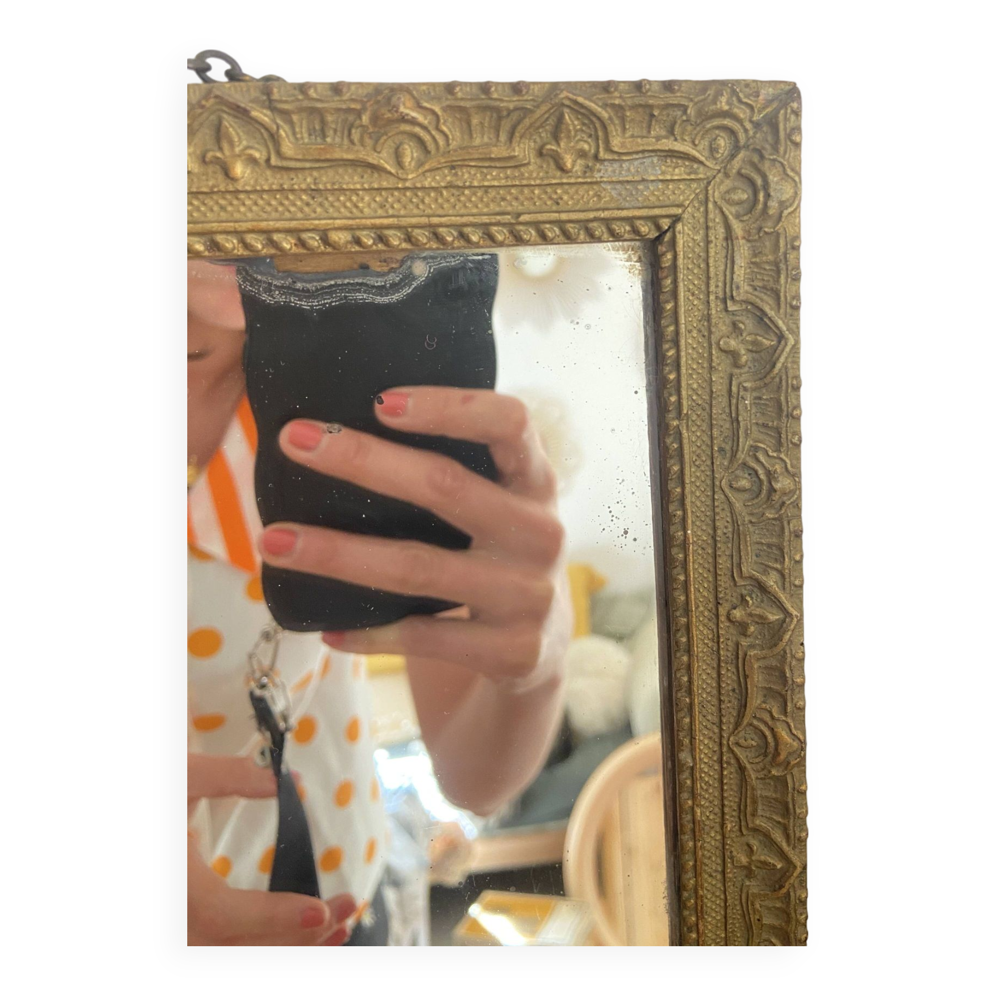 Small Rectangular Golden Mirror Classic Baroque Style - To Hang on the Wall