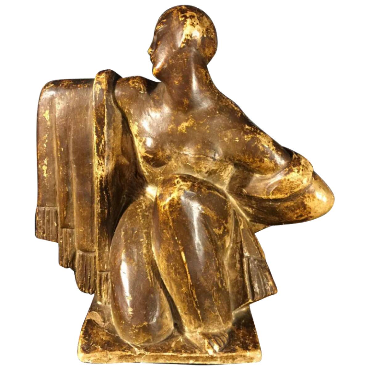 Workshop plaster "1930, Cubist Art Deco sculpture, draped nude woman