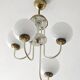 Mid-century modern chandelier with opaline glass balls.