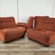 1970s modular armchairs in red fabric