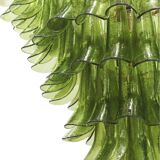 Green Murano Glass Petal Chandelier with Gold-Toned Support, Italy