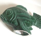 Green ceramic fish lejan art deco width 40 cm