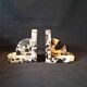 Pair of Art Deco Bookends in Black and White Breccia Marble
