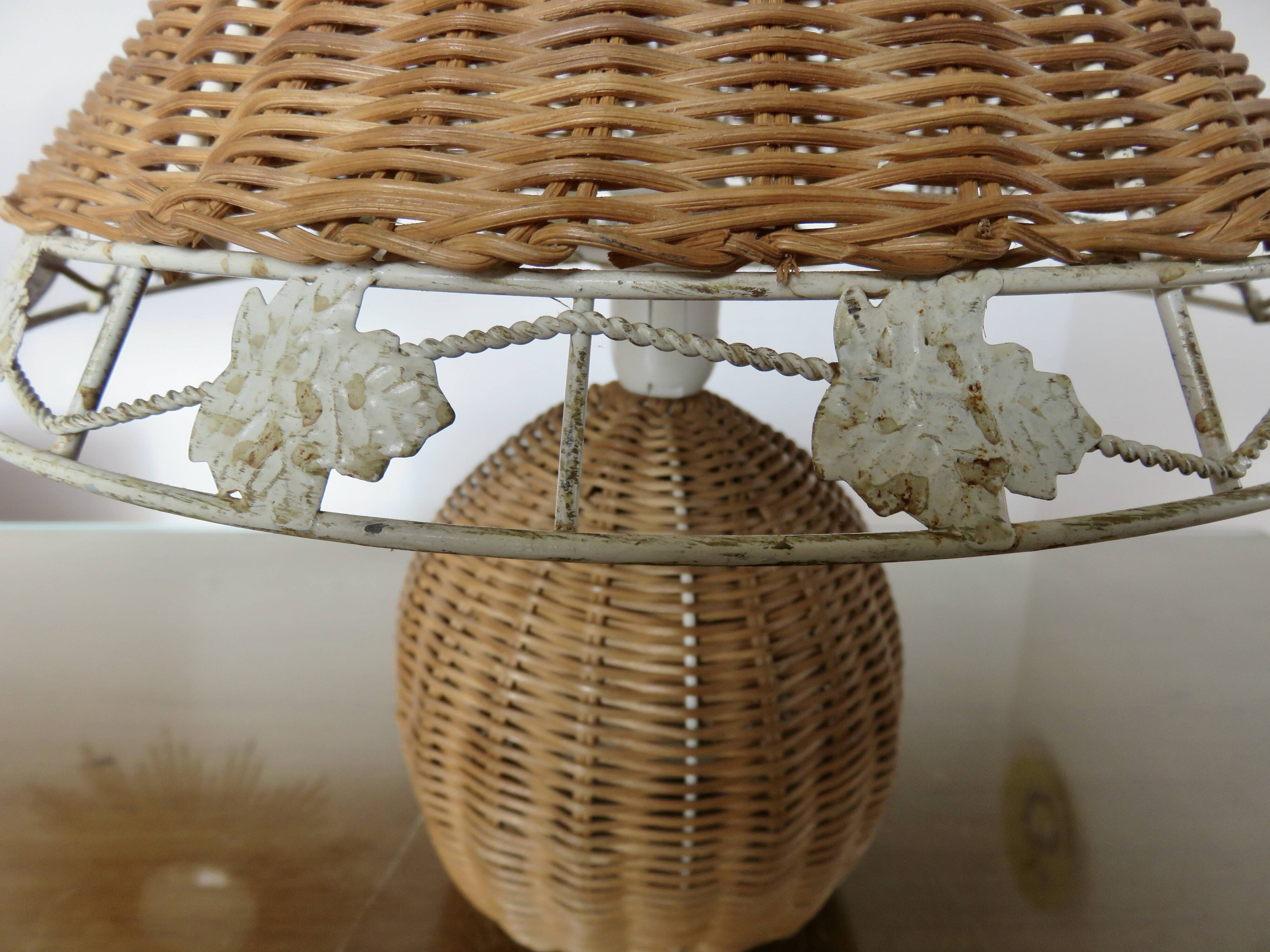Pair of rattan lamps, 1980s