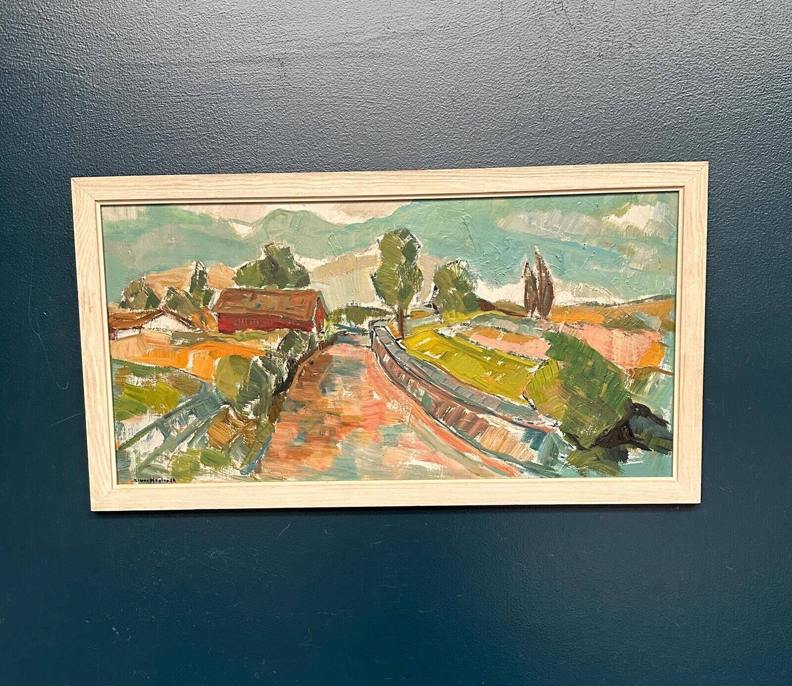 Original Swedish Oil On Panel – “Landscape” By Sture Haglundh – Signed – Vintage & Framed – 70 × 37.5 Cm (27.6" × 14.8")