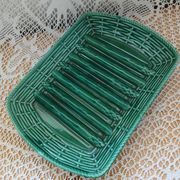 Antique Barbotine dish with asparagus motifs