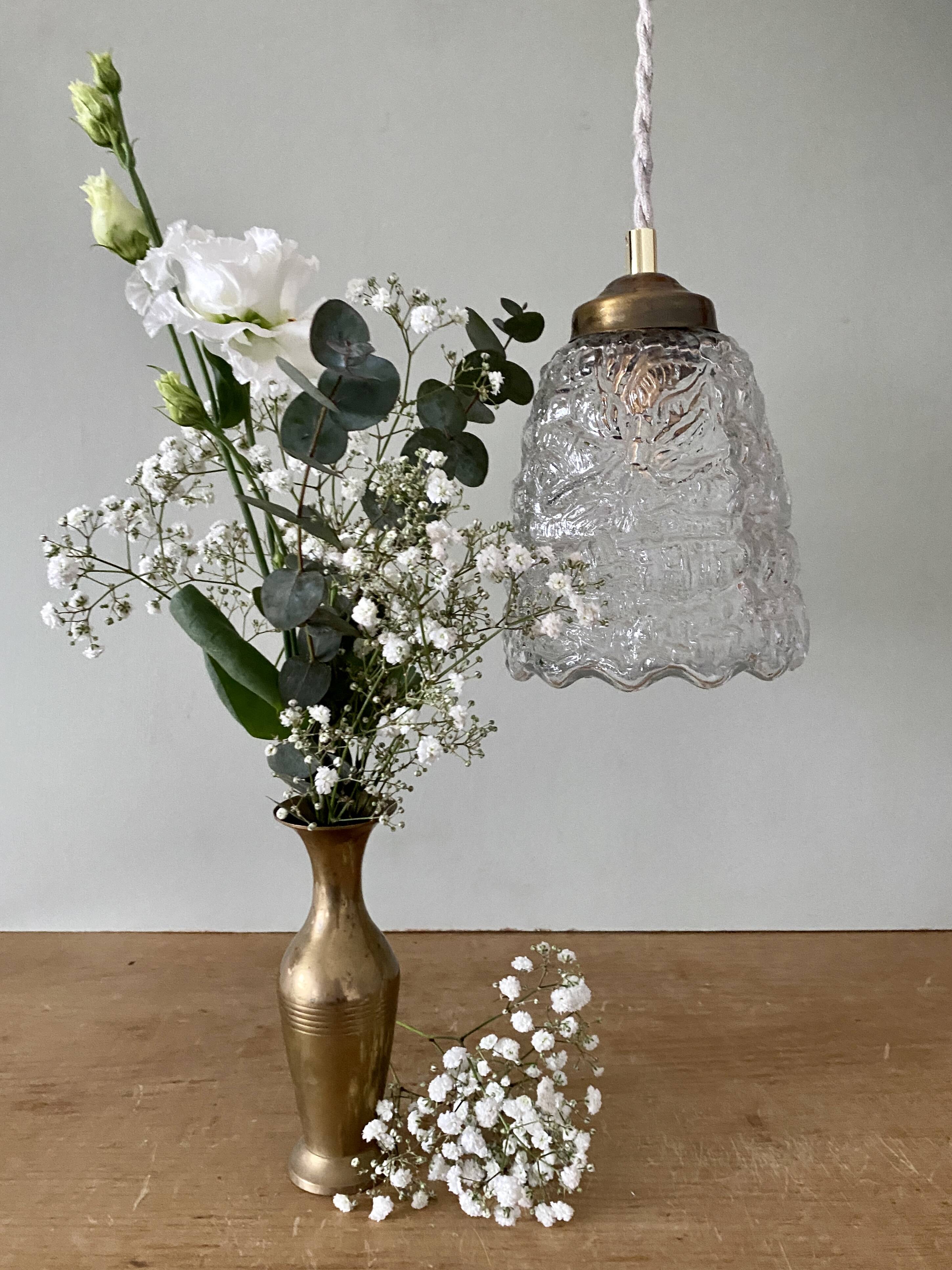 Vintage globe pendant in molded glass