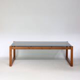 Teak coffee table with smoked glass top
