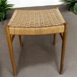 Scandinavian wooden and rope stool, 1950s-60s