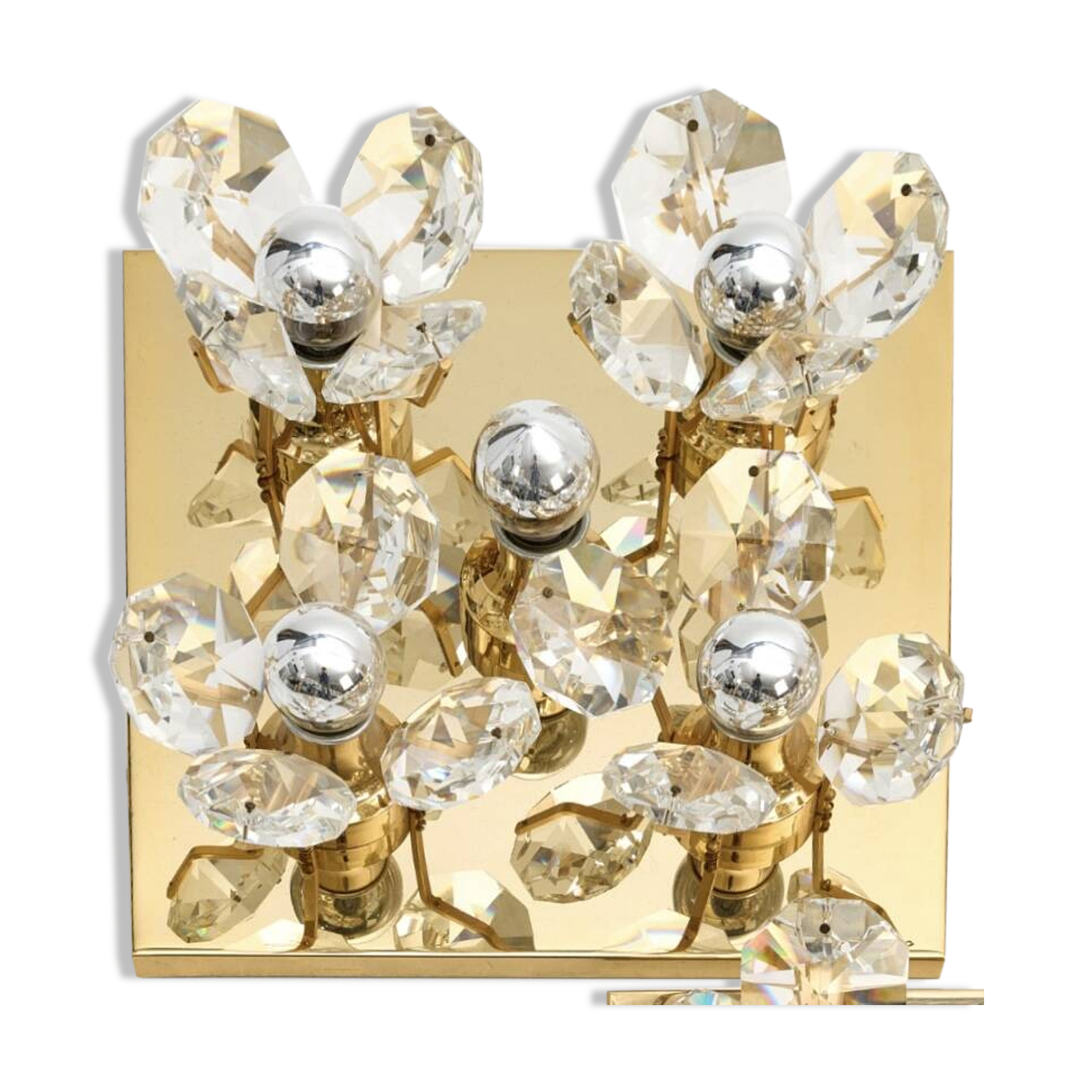 Brass wall lamp with glass prisms