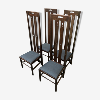 Series of 4 chairs Ingram Hight design Mackintosh edition Cassina