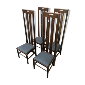 Series of 4 chairs Ingram Hight design Mackintosh edition Cassina