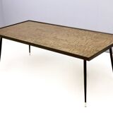 Rectangular Golden Brass and Black Varnished Metal Coffee Table by G.Urs