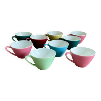 9 vintage Boch La Louvière tea cups