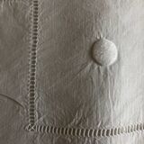 Modernist linen thread sheet 1940 embroidered with polka dots and days without monogram 240cm