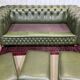 Chesterfield leather 3-seater sofa with mahogany legs - English craftsmanship