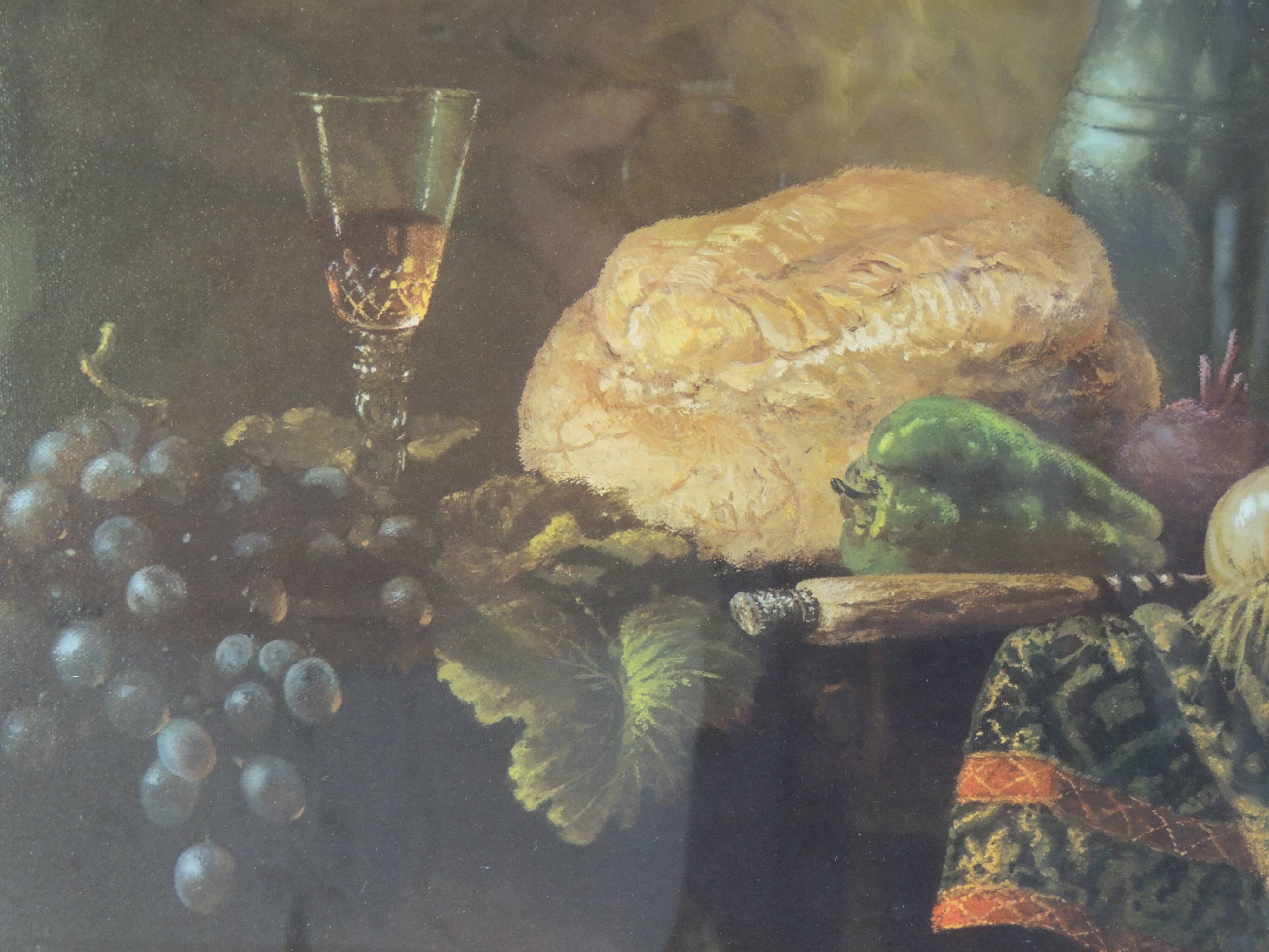 Tableau nature morte reproduction vintage cadre bois