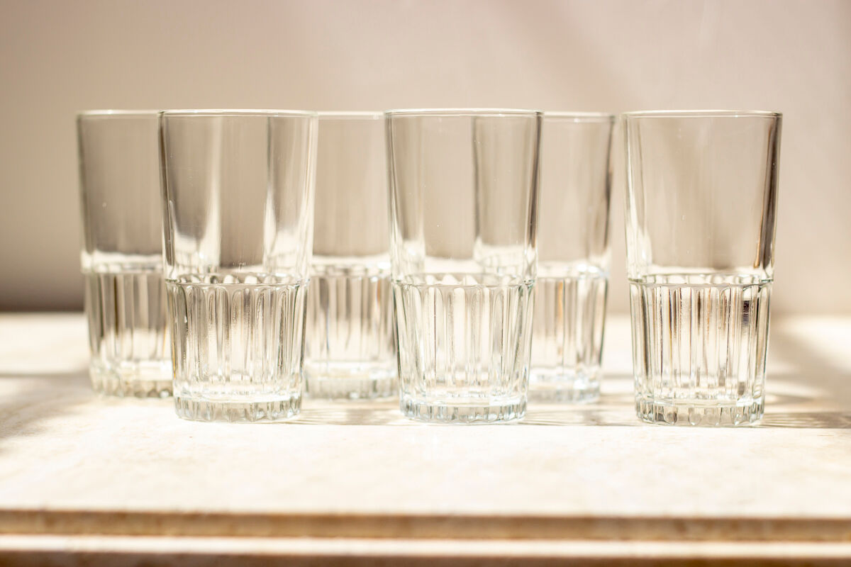 6 vintage high glasses