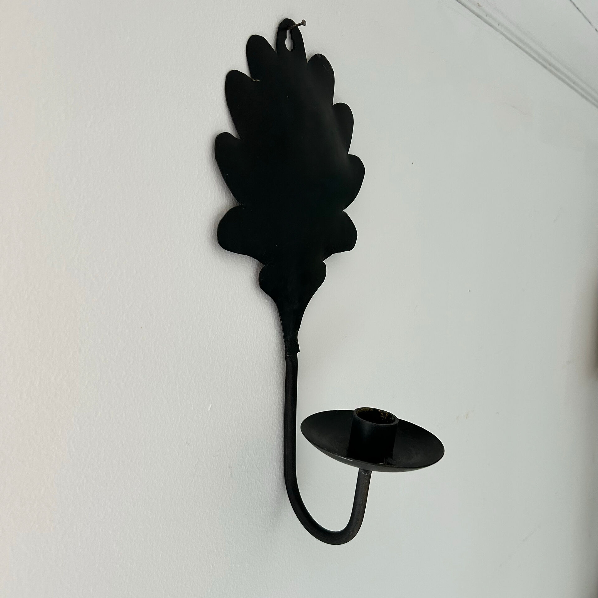Bougeoir  feuille de chêne en fer forgé