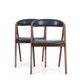 Set of 2 “A-Chairs” / teak chairs / recycling leather / black / Mid Century Danish Modern Design / 1960s