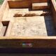 Old solid wood carpenter's bench with 2 functional vices.