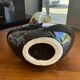Vintage ceramic vase sculpture with openwork handles – Flamed green & black glaze (c. 1950–1960, Numbered 343)