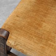 19th Century Spanish Hand-Carved oak Side Chair with Velour Seat