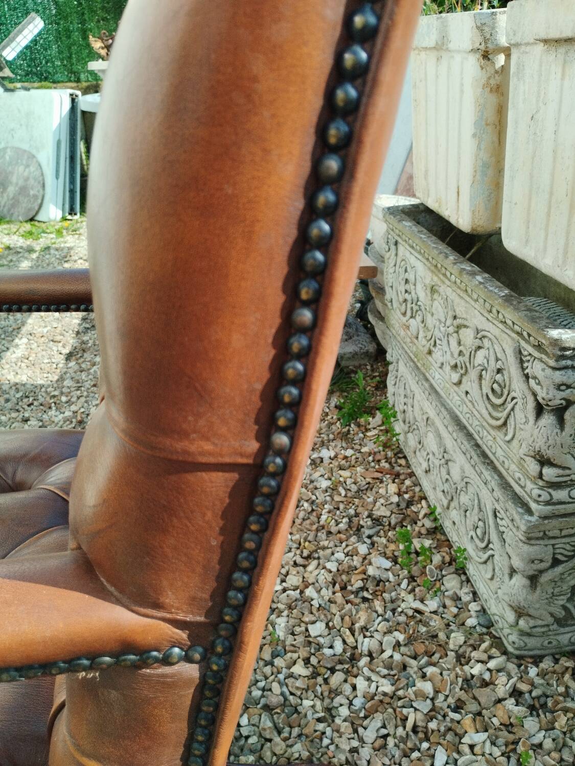 Chesterfield desk chair in antique leather